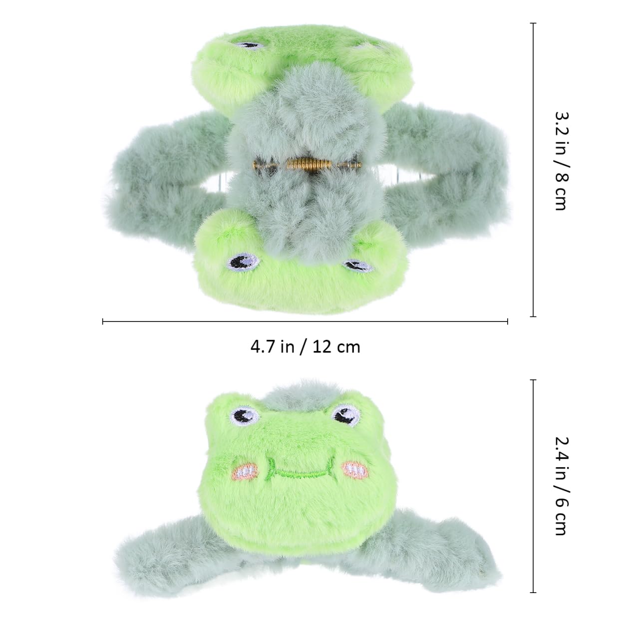 Didiseaon Hair Claws Clips, 2pcs Fluffy Plush Faux Claw Clips Cute Frog Hold Clamps for Girls Women Thick Fine Hairs - Image 4