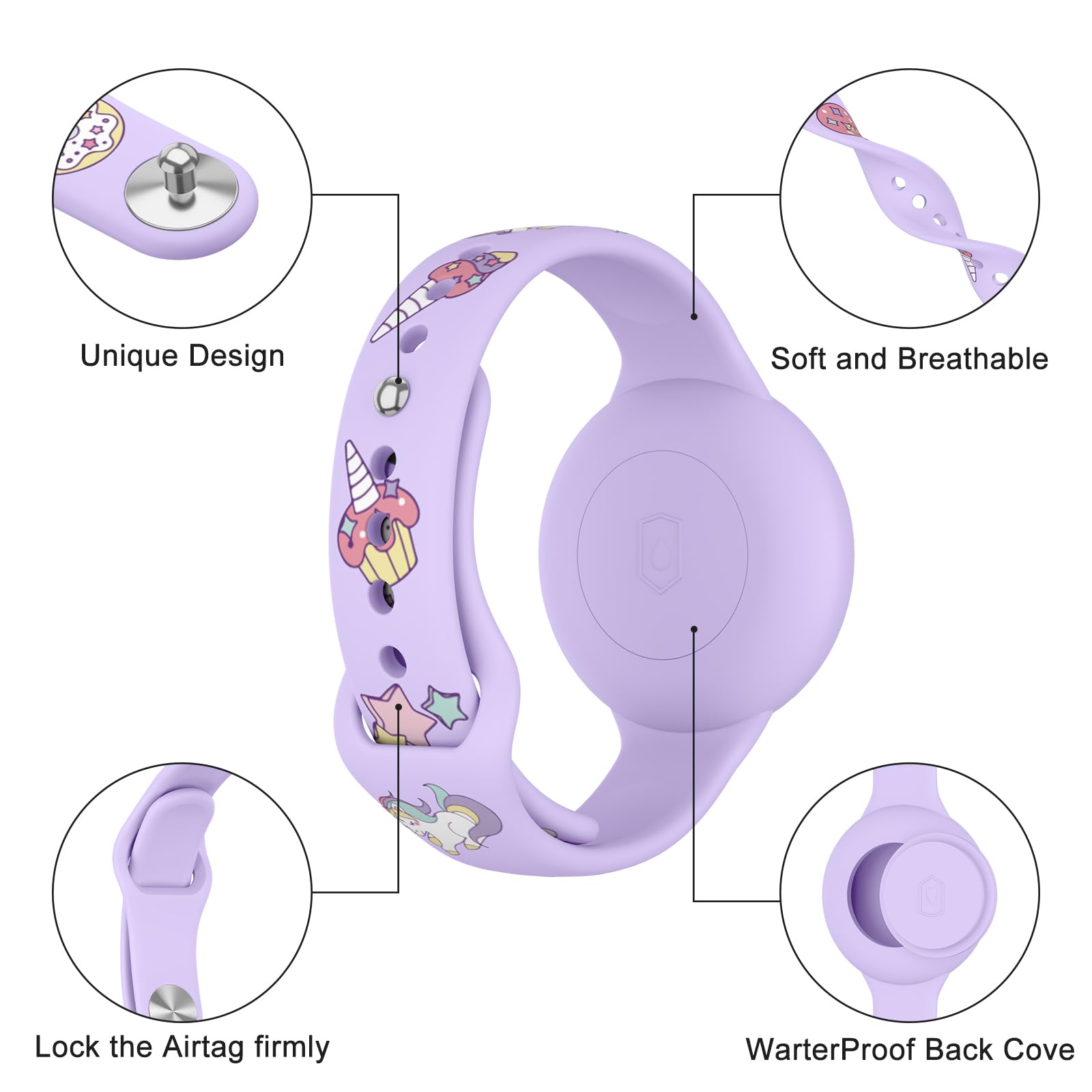 Kids Watchband Compatible with Apple Airtag, Silicone Bracelet Protective Case for AirTag, Anti-Lost Adjustable Wristband for Air Tags, GPS Wristlet Protective Cover for Child/Toddlers - 2