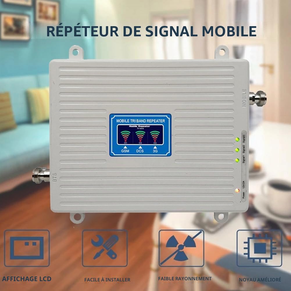 Amplificateur Tri-Bande 2G 3G 4G 5G 900 1800 2100 MHz GSM WCDMA LTE Répéteur Amplificateur de Signal Prise UE