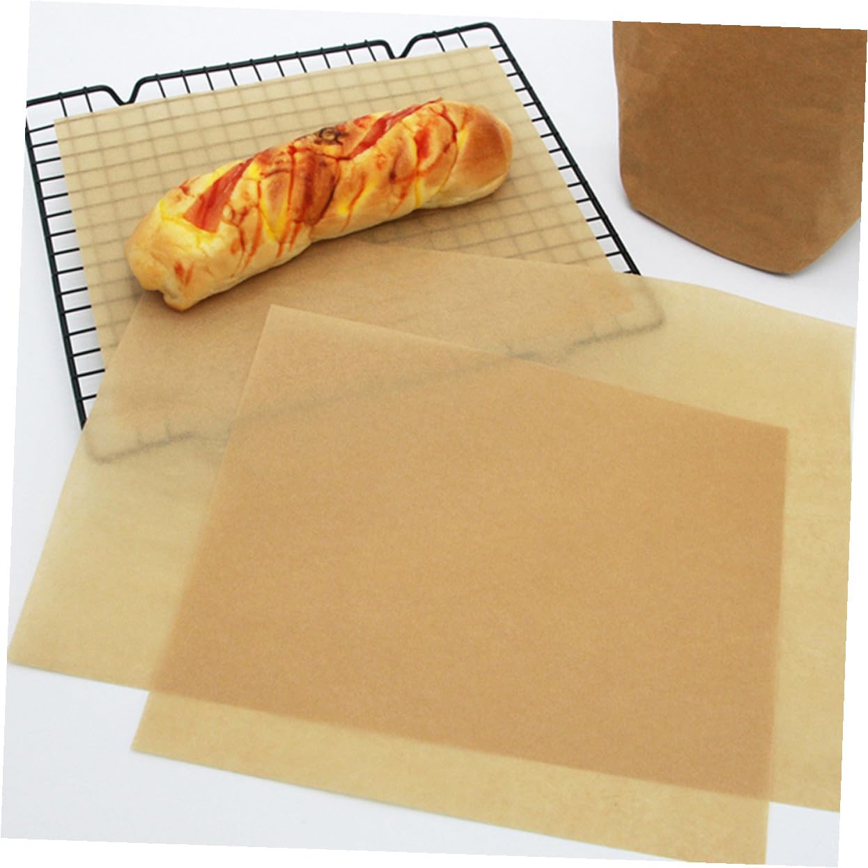 100 pièces Papier Cuisson Kraft Naturel Non Blanchies pour Barbecue Pâtisserie Cuisson Résistante Antidérapante Cuisine Sécurisée