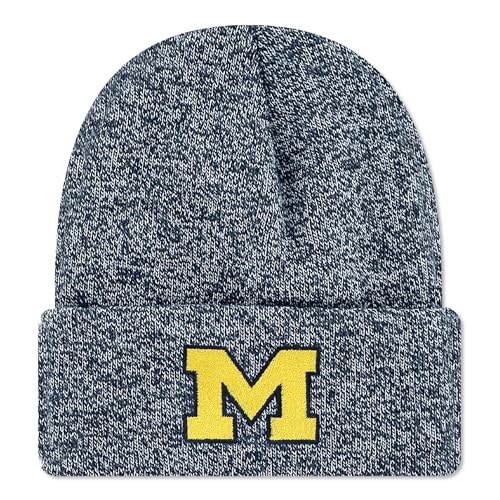 Legacy NCAA Officially Licensed Ribbed Knit Cuff Beanie, Michigan Wolverines, Unisex, Navy Marled, One Size Fits Most
