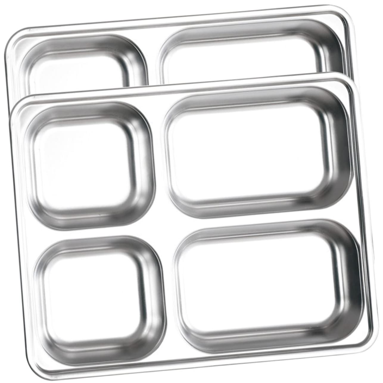 Unomor Boys and Girls Lunch Compartment Tray Stainless Steel Plate Dividers School Supplies Picnic Accessory