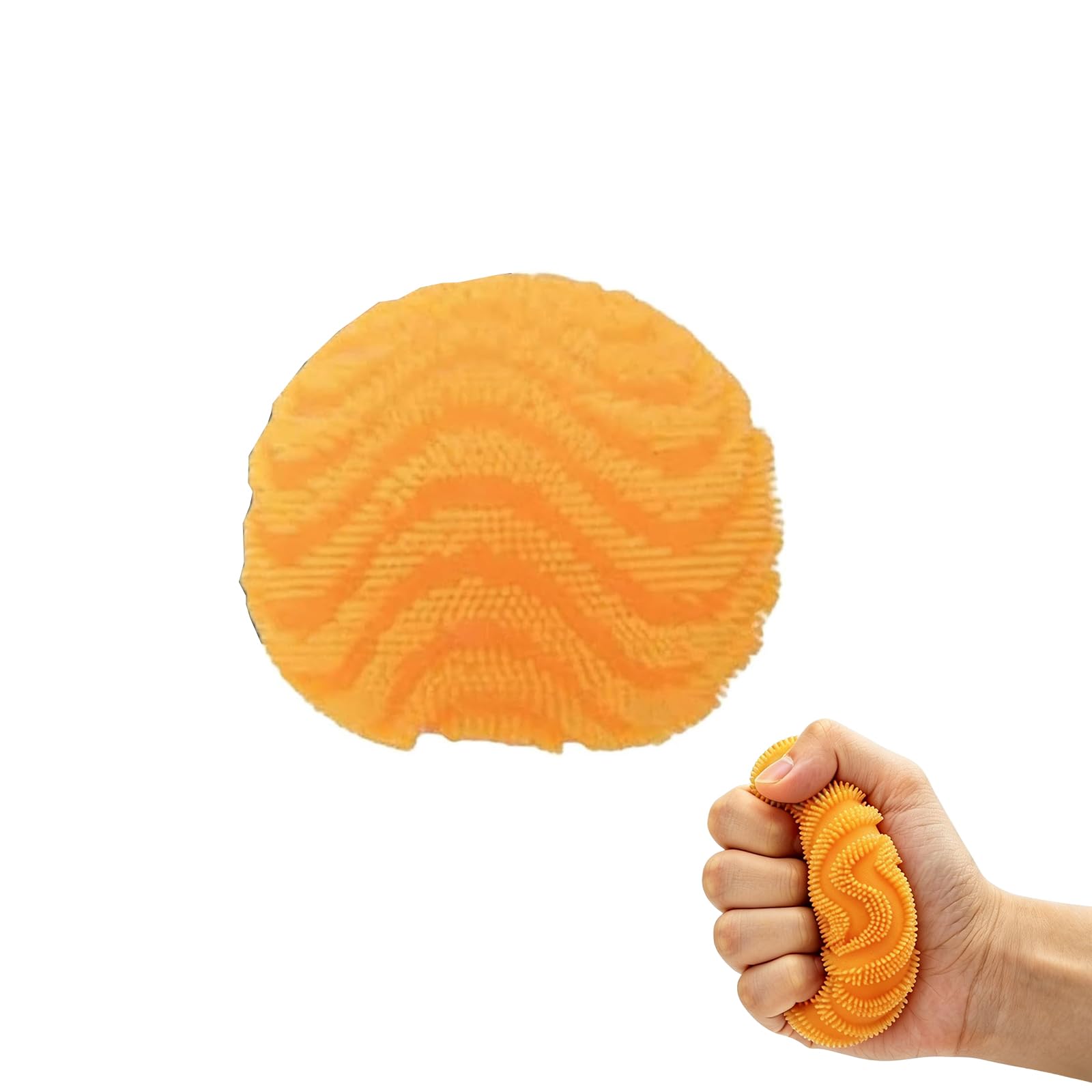 Fuzz Ball Fidget Stress Toy,Squishy Stress Ball,Giant Puffer Ball,Sensory Jiggly Ball,Squishy Stress Drop Malt Fuzz Balls Sensory for Anxiety Stress Relief,Easter Party Favors (Yellow)