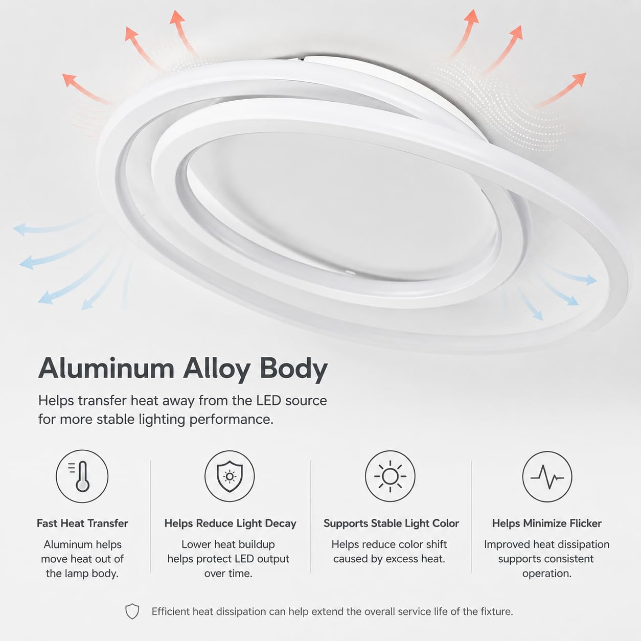 Luminaire plafonnierr LED rond moderne de 40 cm, lustre salon blanc naturel 4000 K, éclairage double face, luminaires intérieur pour salon, chambre à coucher, bureau – Blanc mat, 68 W, aucun | 4000 K, pour salon, chambre, bureau, 68 W