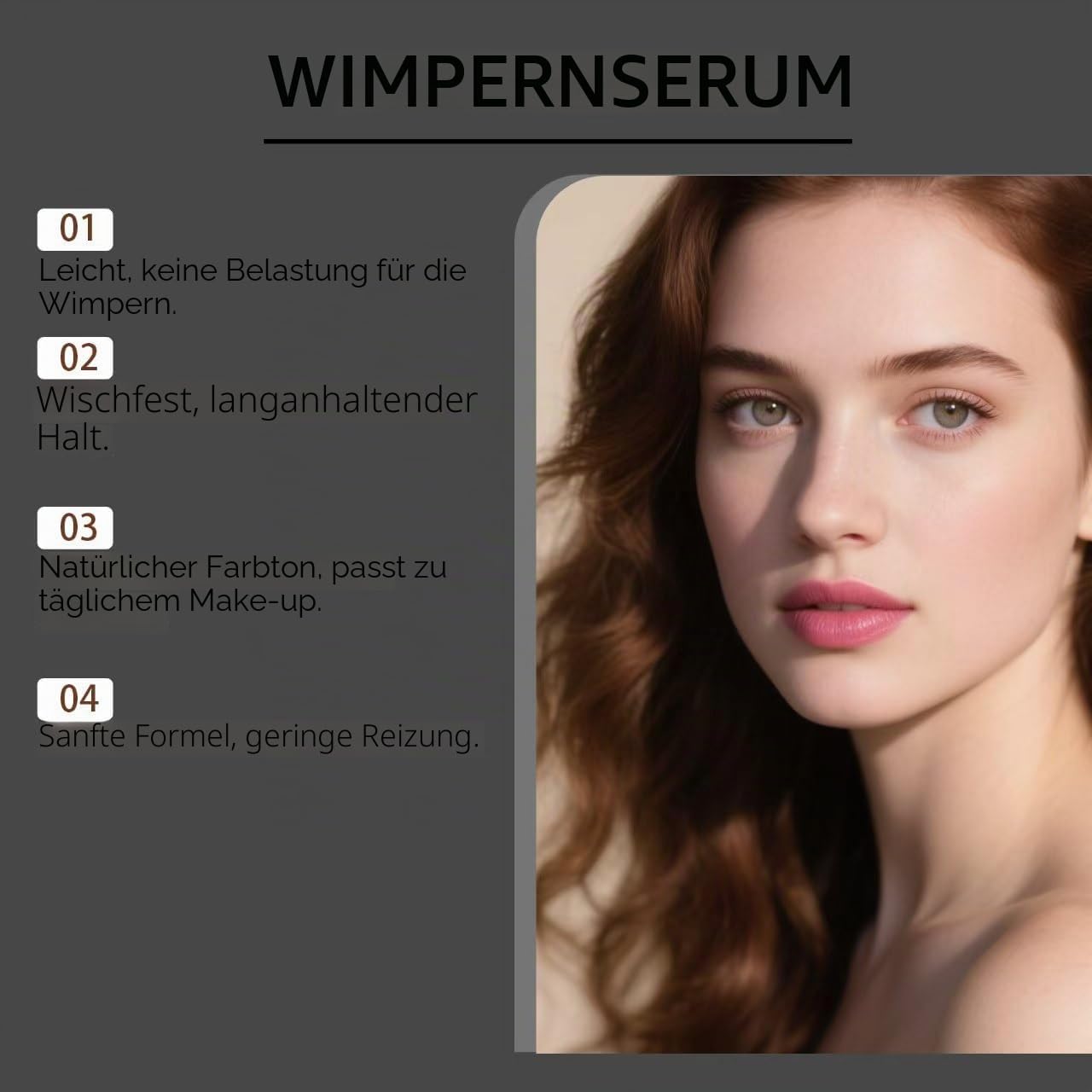 Sinsnlashes Wimpernserum – pflegendes Serum für längere, dichtere Wimpern, speziell für feine und spärliche Wimpern, 95% natürliche Inhaltsstoffe, ohne Hormone und Parfüm