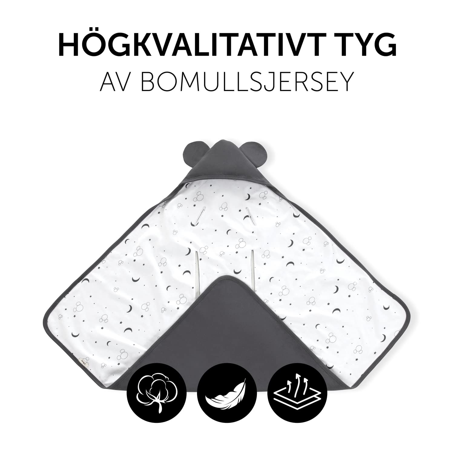 Hauck Dziecięcy Kocyk Kopertowy Snuggle N Dream, Bawełna, Uniwersalny, Fotelik Niemowlęcy, Wózek Spacerówka, Kołyska Mickey Mouse Anthracite