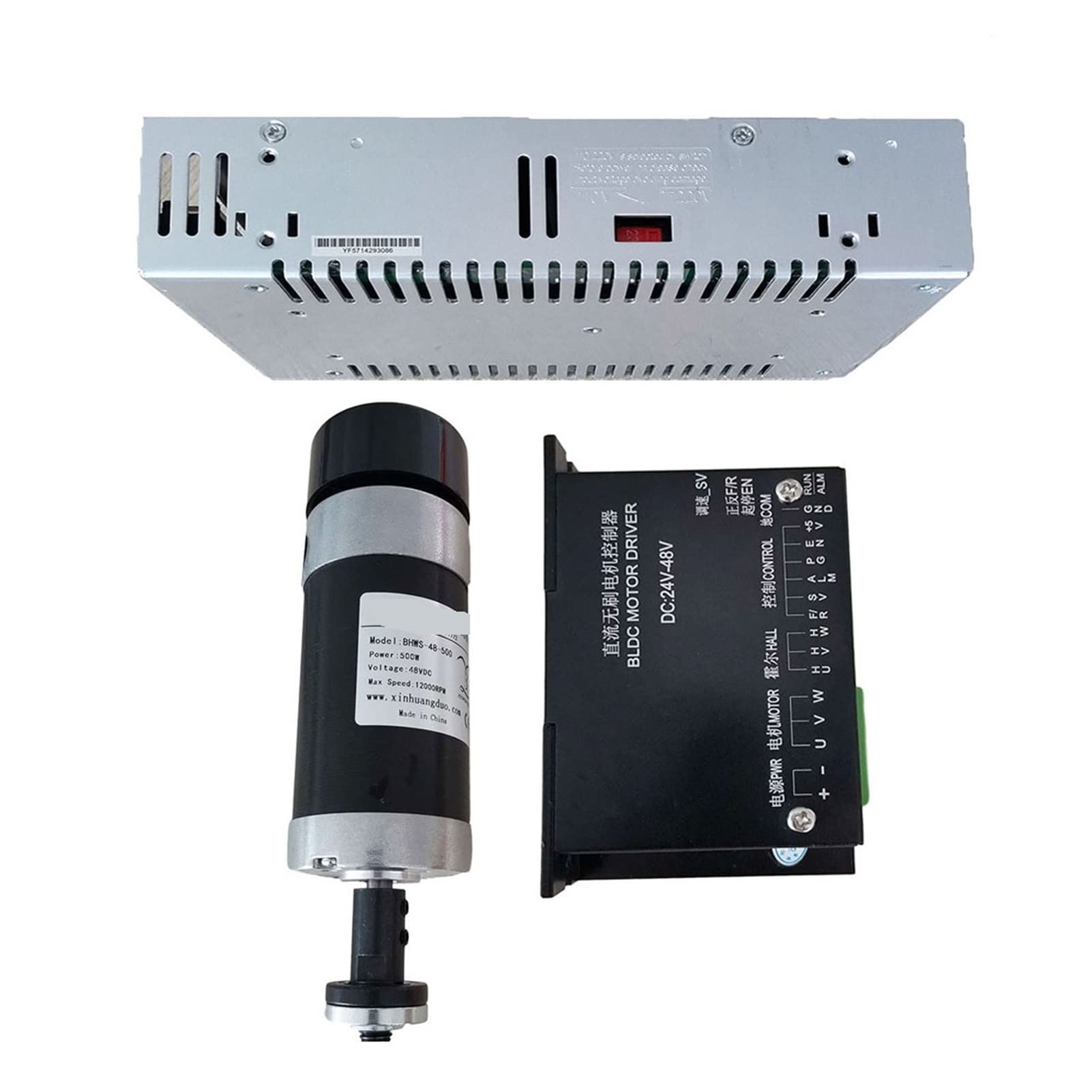 Silnik Wrzeciona, Silnik wrzecion bez szmotru 48 V 500 W wrzeciona+5 7 mm Zacisk za pomocą śrub+ 48V bezszczotkowy sterownik silnika+ 4 8vdc 10.5a Zasilacz(Package2)
