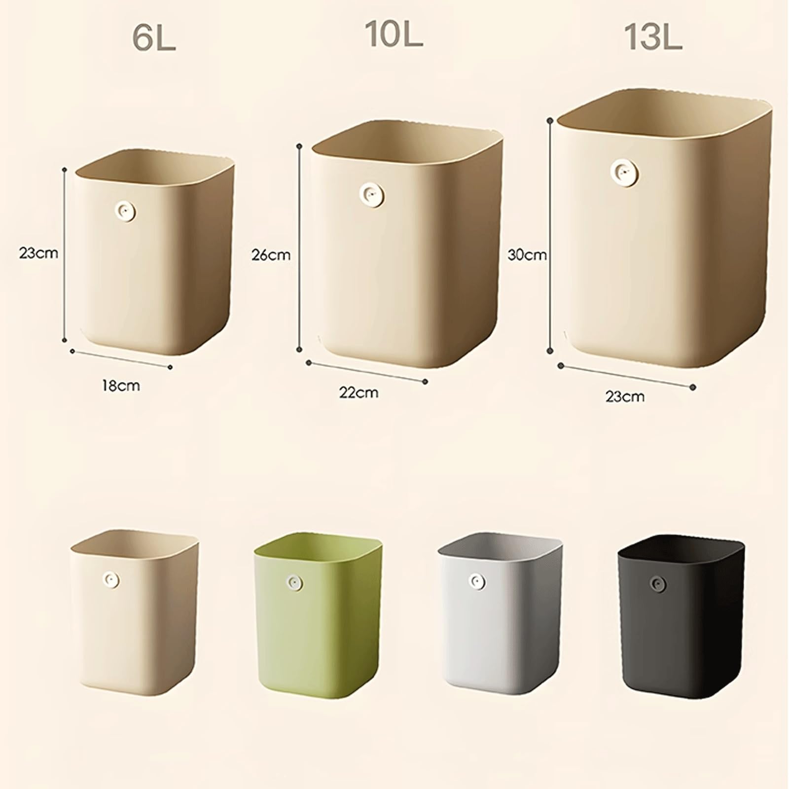 Cestino della spazzatura per uso domestico Soggiorno Cucina Bagno Camera da letto WC Ufficio Stoccaggio Barile Cilindro di stoccaggio Cestino carta rifiuti(Bianco,13L)