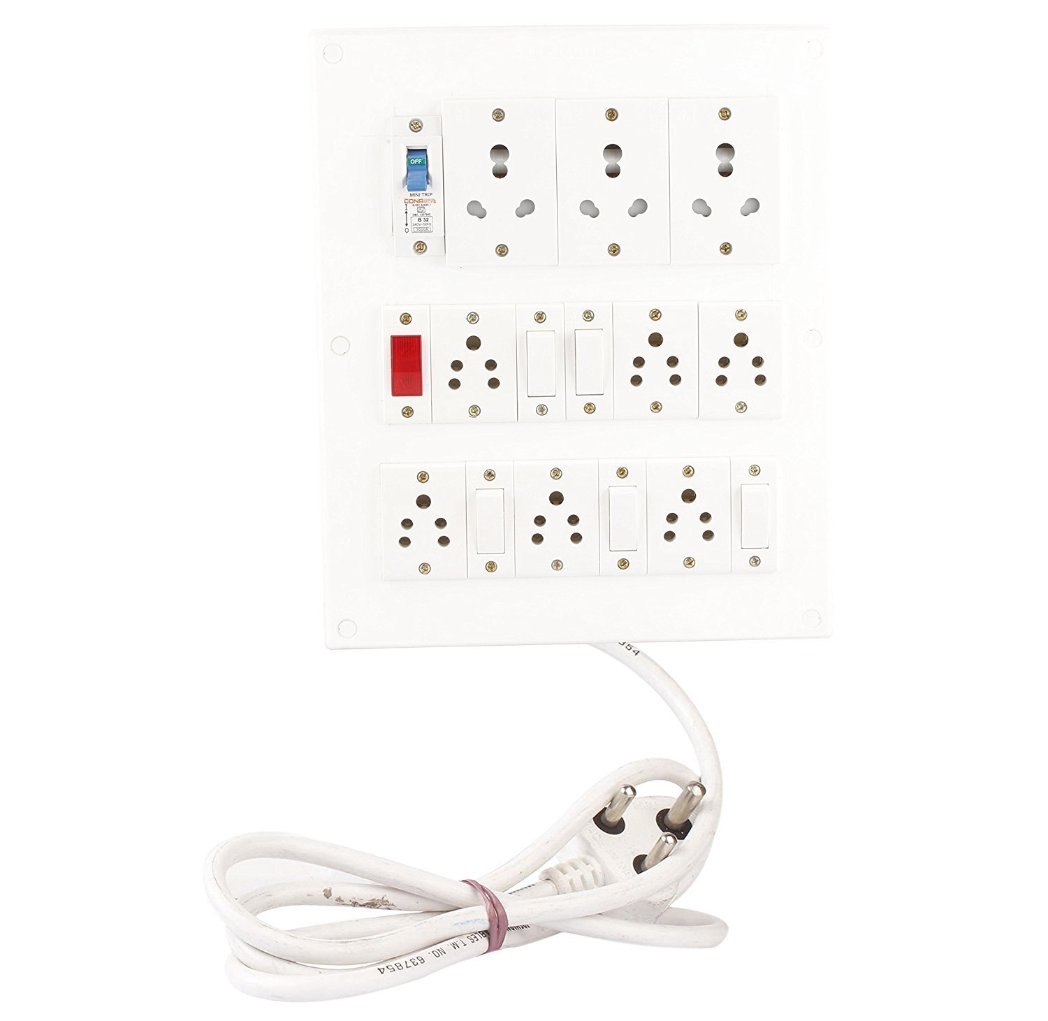 Power strip extension Multi Outlet Havy Duty Board Fitted with 3 Anchor Cona Sockets (15- Amp) & 6 (5 Amp) with 5 Switch With 1 Indicater With 1 Mc With 4 Metre Chord With 15 Amp Plug Big Surge Protector (White)-image-26