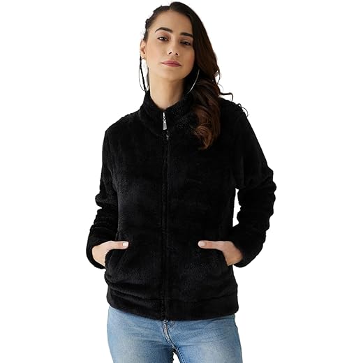 Modeve Women Solid Full Sleeve Fur Standard Length Jacket For Winter