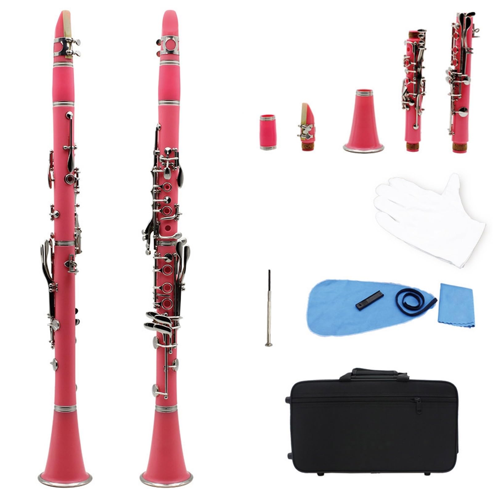 【2540】クラリネット 赤～ピンク系のお花封入 clarinetキーホルダー 2540】クラリネット 赤～ピンク系のお花封入 clarinet