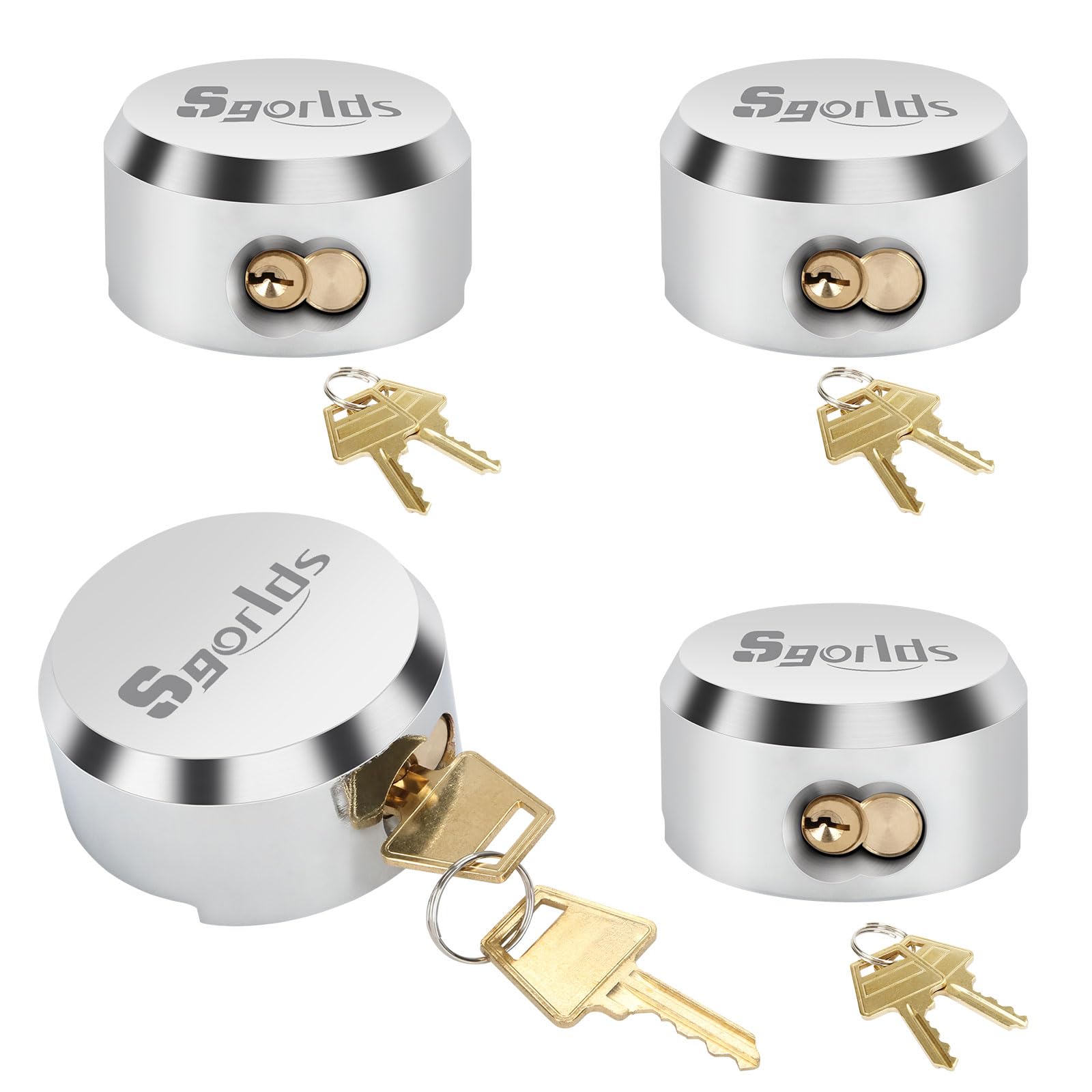 Heavy Duty Hidden Shackle Puck Padlock, Hidden Shackle Padlocks Keyed Alike Trailer Puck Padlocks with Enlarged Lock for Vans, 4 Pieces