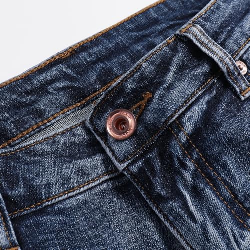 Men's Casual Jeans Mid Waist Slim Fit Monkey Wash Whiskers Ripped Stretchable Denim Pants4