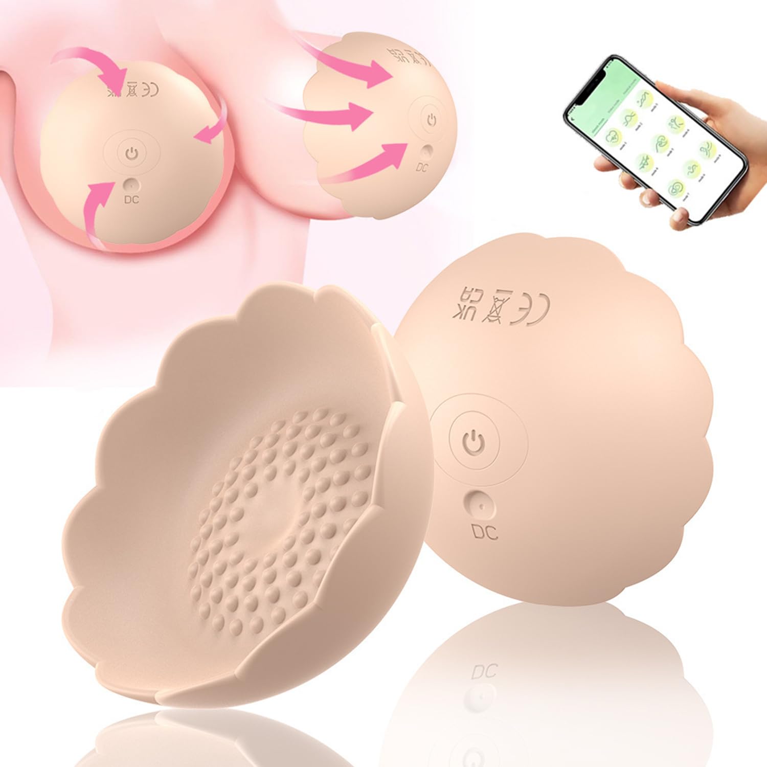 Masseur De Sein À 360 °, Autocollants De Mamelon APP Féminin Taquinant Le Vibrateur De Succion De Mamelon, 10 Modes, Masturbateur Flirtant Stimulant Les Jouets Sexuels
