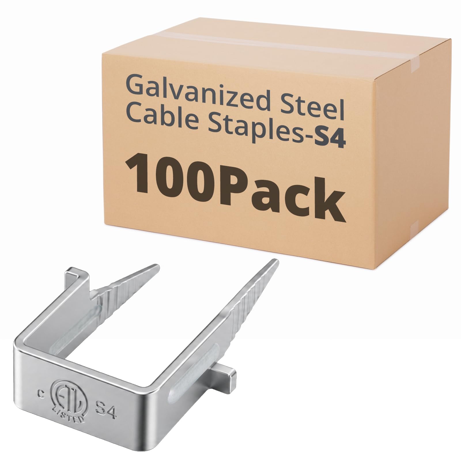 100-Pack Galvanized Cable Staples for 14/2-10/4 NM-B, ETL Listed