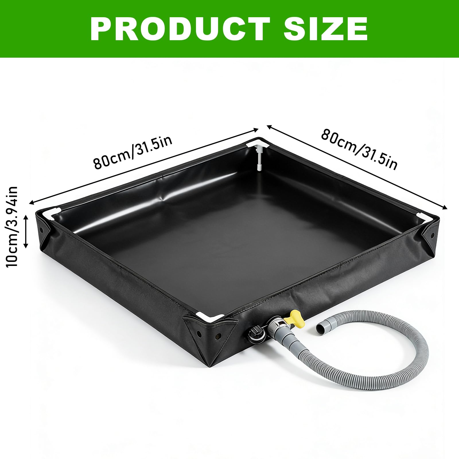 Faltbare Duschbasis 80x80x10cm – Tragbare Duschwanne mit Abflussrohr, Wasserdichte Camping Duschzelt-Basis für Indoor & Outdoor Camping Reisen und Haustierbad - 3