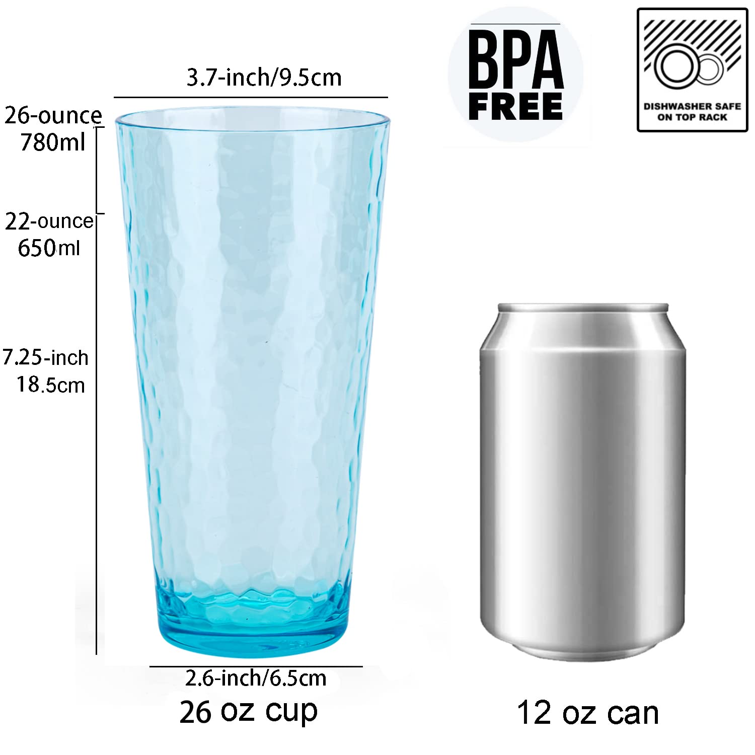 Amazon.com | 26-ounce Acrylic Highball Glasses Plastic Tumbler Larger  Drinking Glasses, set of 6 Multicolor: Tumblers & Water Glasses