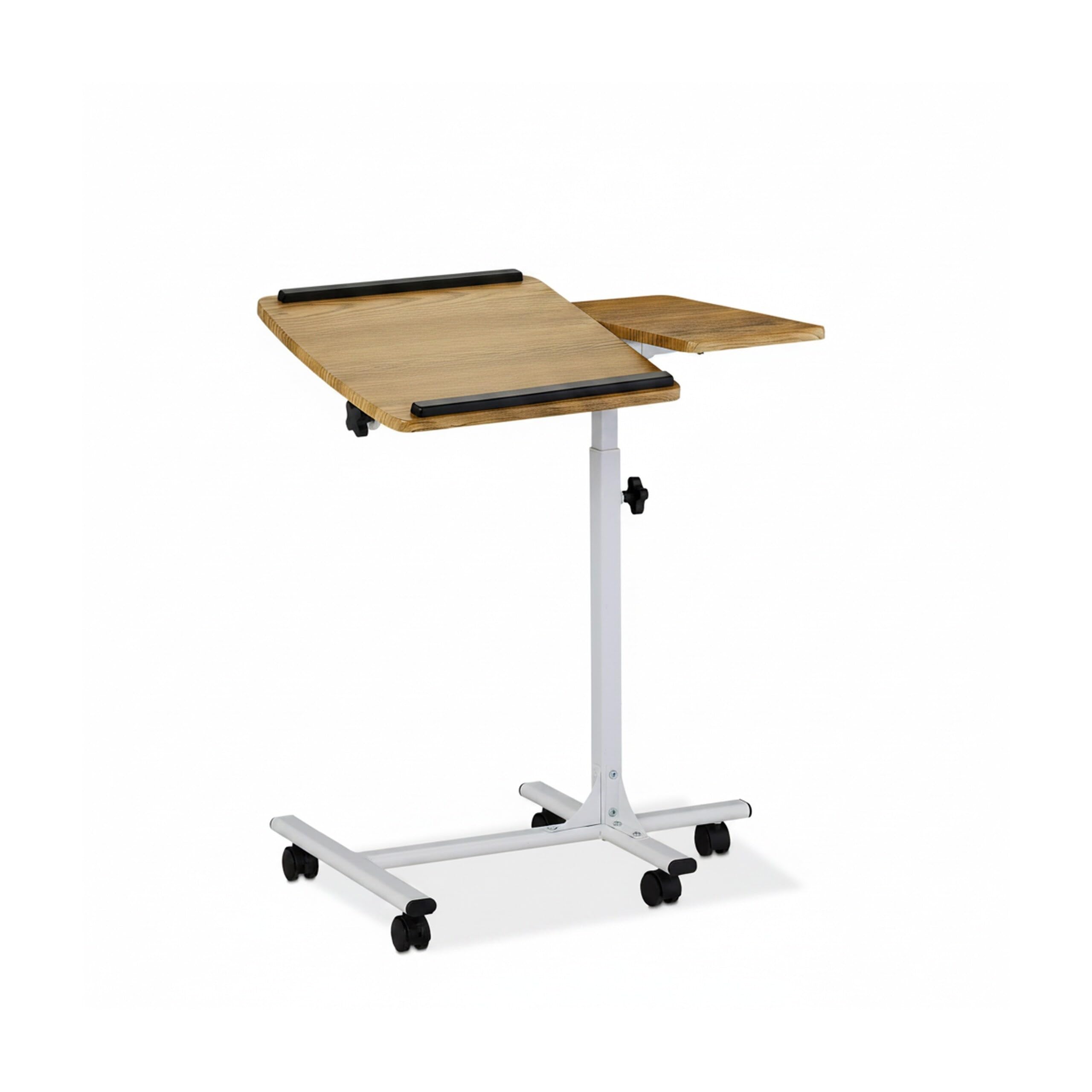 Relaxdays Tavolino per PC, Regolabile, Ripiano da Laptop Inclinabile, Spazio per Mouse, 68-88x61x40 cm, marrone-bianco