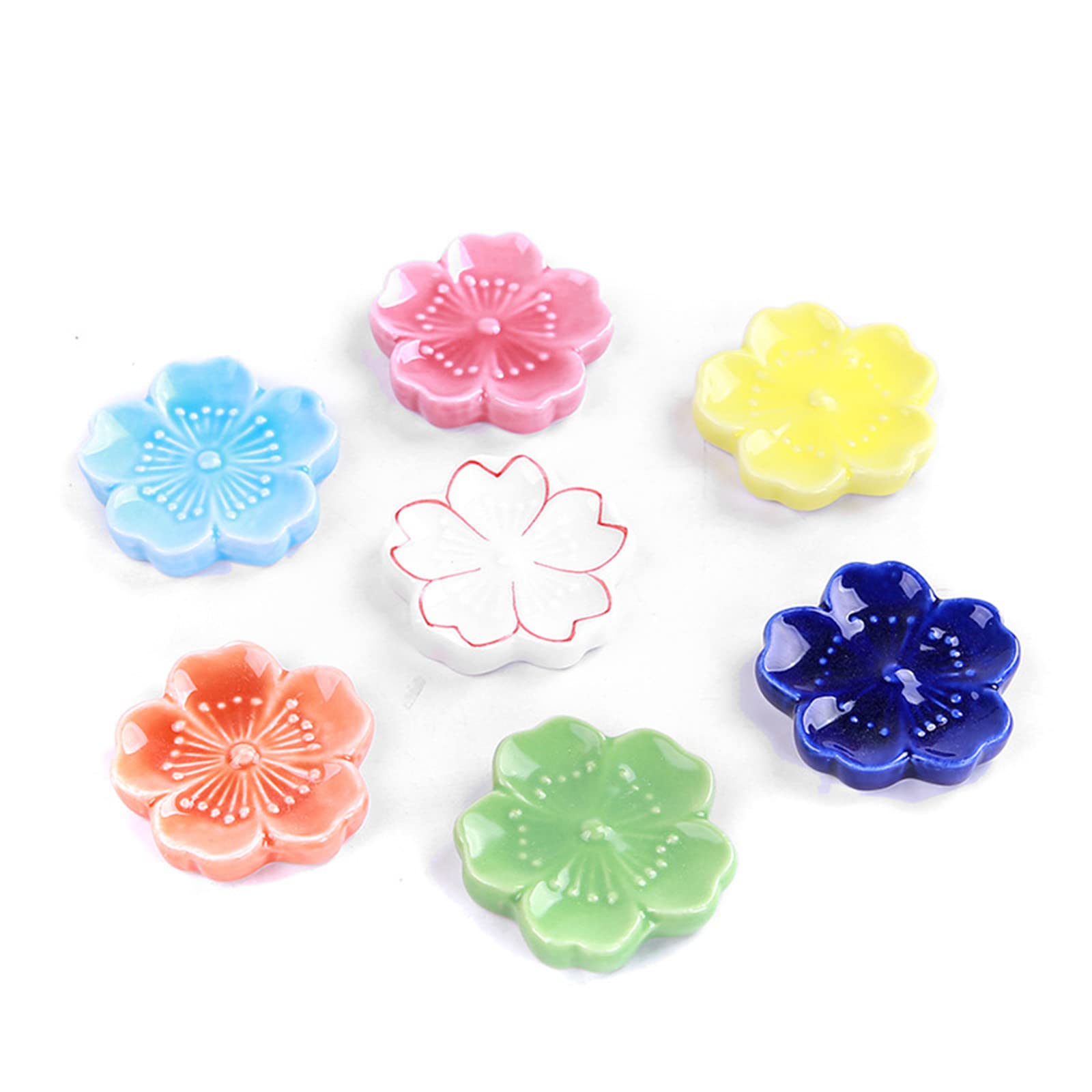 TanQiang6pcs Japanese Style Ceramic Sakura Flower Chopstick Rest Spoon Fork Knife Holder