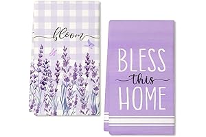 ARKENY Purple Lavender Spring Kitchen Towels Dish Towels, Bless This Home Sign Hand Towels