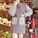 YXDZ (2 Pièces Robe Cuisine De Mode Coréenne Pizza Boulangerie Imperméable Mignonne Robe À Manches Longues Adulte Femme Hommes Salopette À La Taille Double Gris