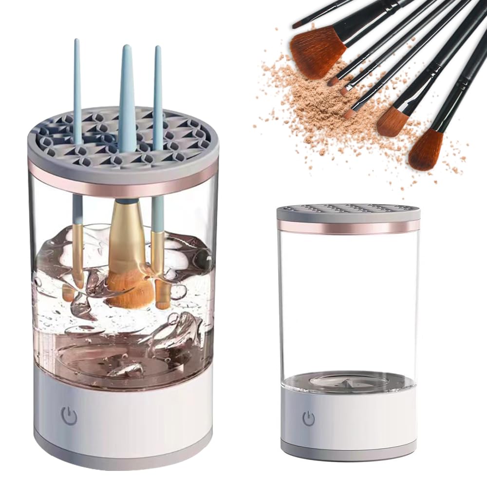 HIULLEN Limpiador de Brochas de Maquillaje, Limpiador de Brochas de Maquillaje Eléctrico, USB Portátil Limpiador Automático de Pinceles para Pinceles de Maquillaje de Todos los Tamaños