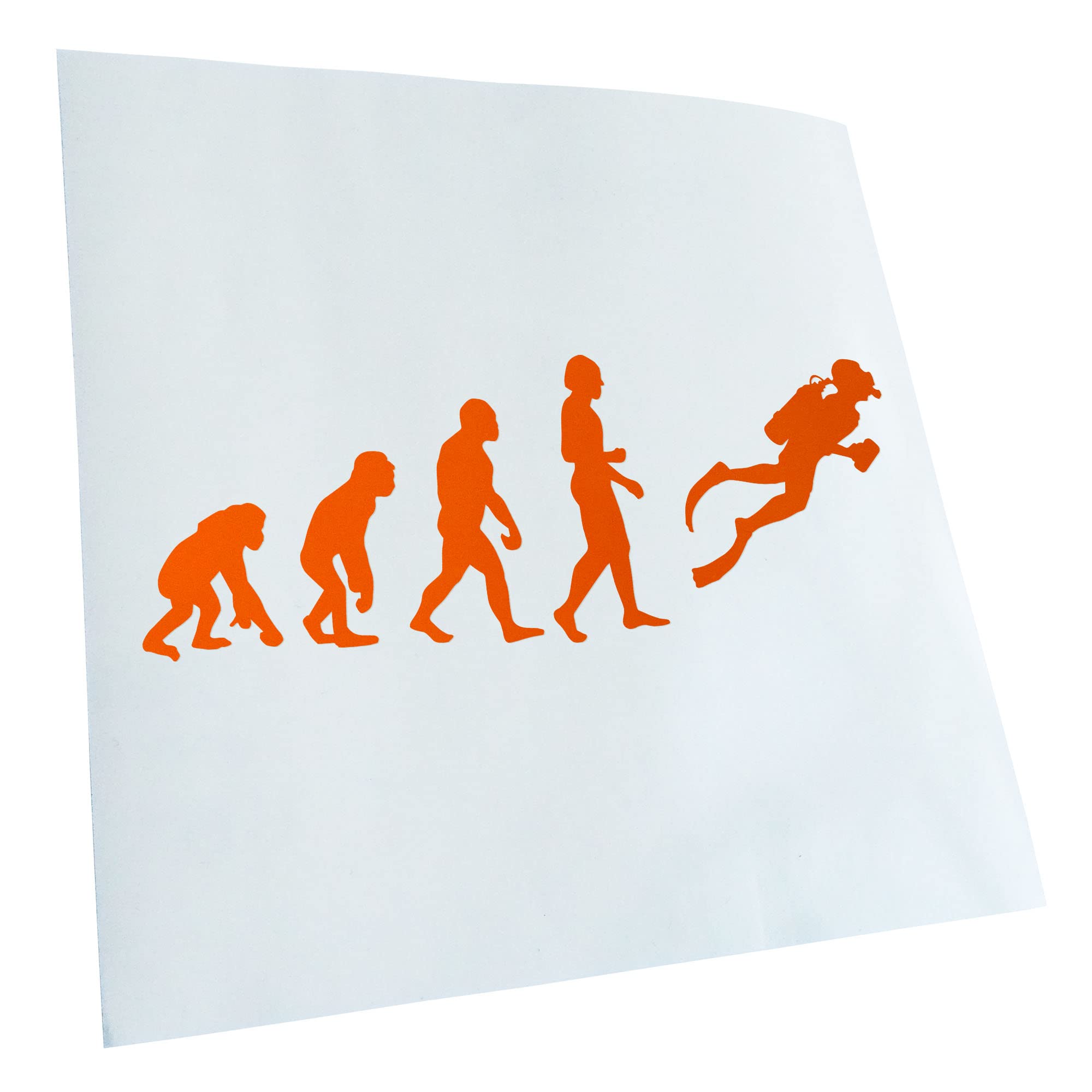 Kiwistar - Car Sticker - Orange - 60 x 21 cm Evolution Diver Snorkelling - Rear Window Car Sticker Weatherproof for Car Truck Moped Truck - Sticker Exterior Self-Adhesive Tuning Accessories for