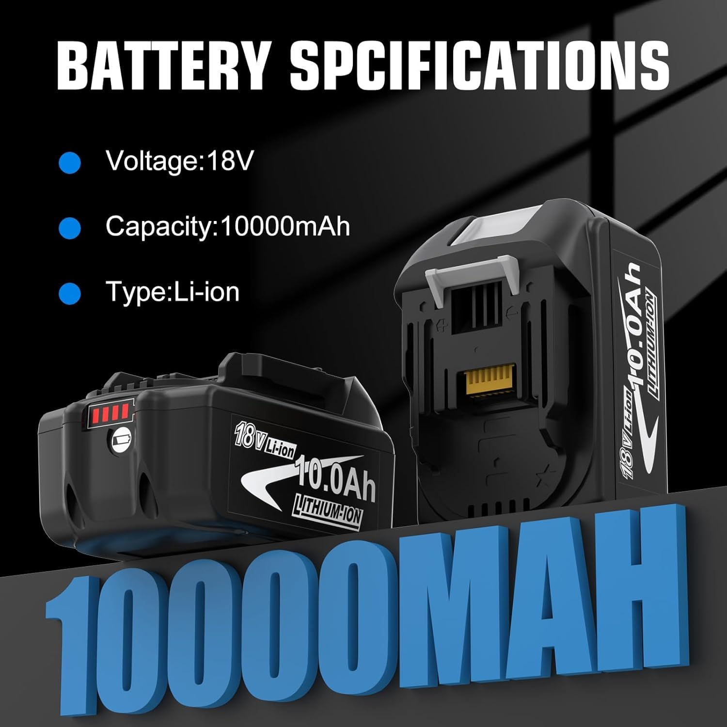8 Stück 10.0Ah/10000mAh Ersatzakku für Makita Akku 18V BL1860B BL1850B BL1850 BL1860 BL1845 BL1840 LXT-400 mit LED-Anzeige Elektrowerkzeuge