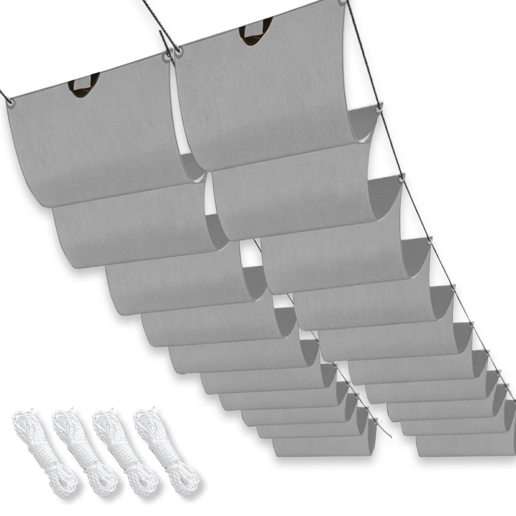 Voile d'ombrage carrée 1.6 x 5.5 m gris clair rétractable wave