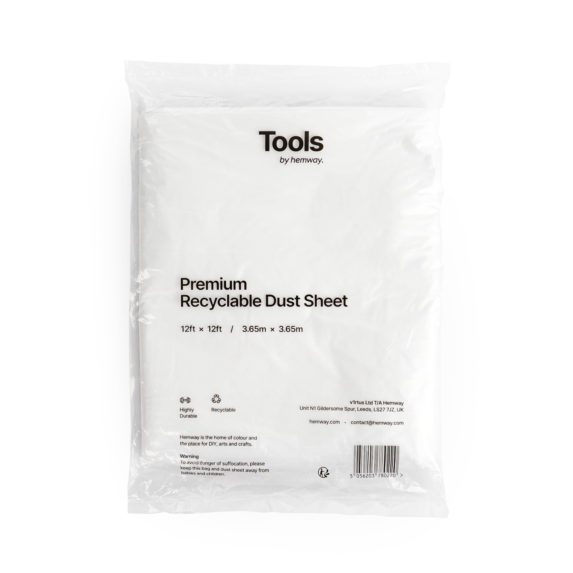 Hemway Recyclable Dust Sheet 3.65m x 3.65m (12ft x 12ft) - 1 Pack