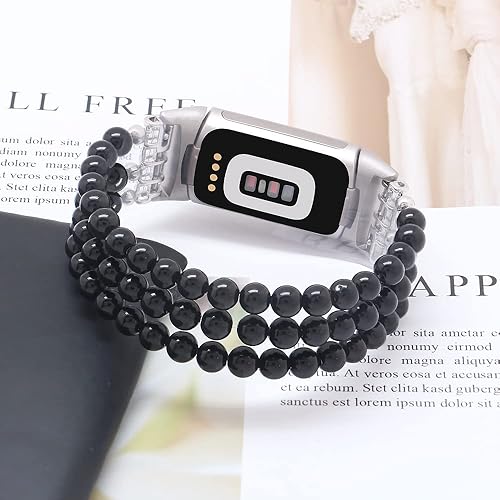Miniatura 2 de C&L Accessories Compatible con Fitbit Charge 6 bandasFitbit Charge 5 bandas de piedras preciosas naturales hechas a mano ajustables pulseras de