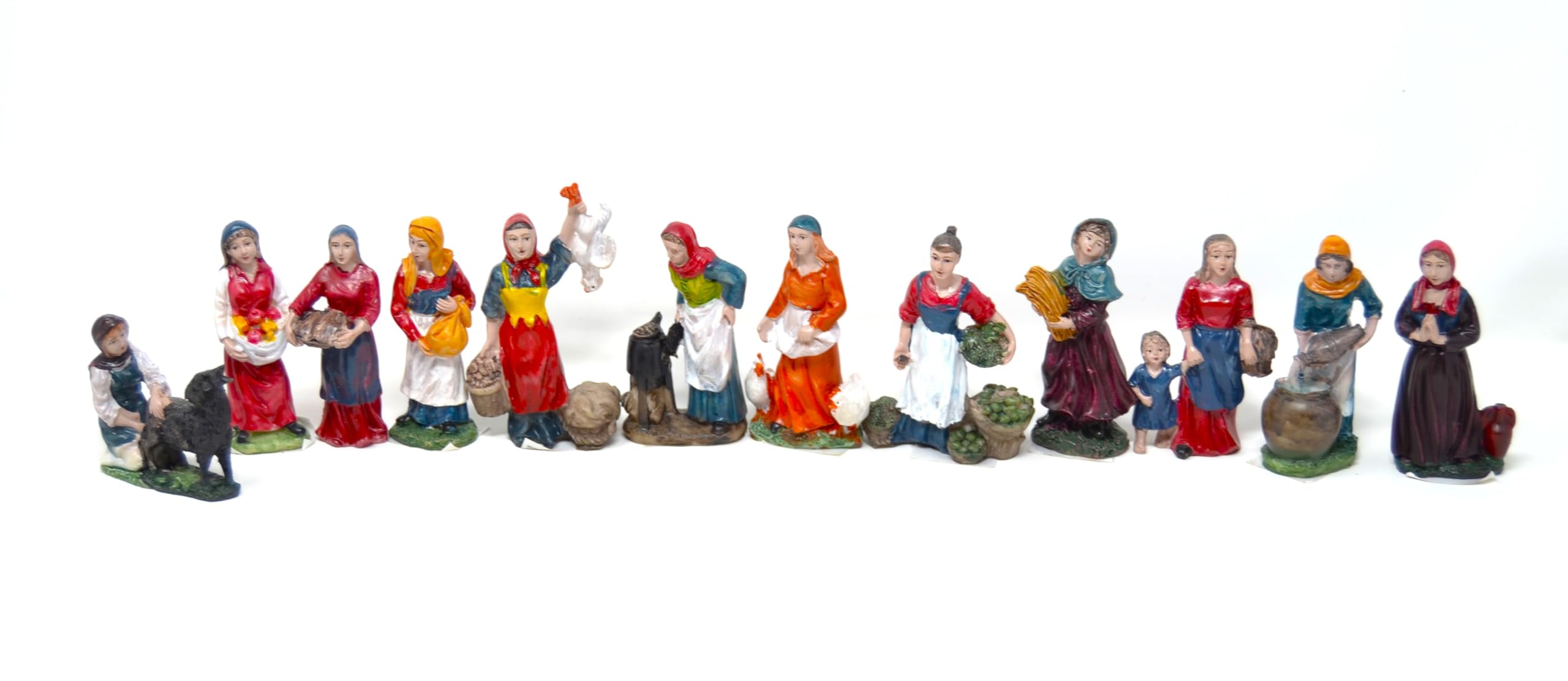 BETTER WITH FRIENDS 12 x figuritas de Navidad. Mujeres 10cm. Conjunto de Escena de Natividad, Figuras de Agricultores. Trabajadores de Animales. Accesorios de la casa Jesús. oficios belén, Dios