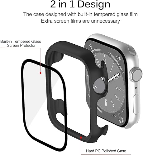 Miniatura 3 de Miimall Funda compatible con Apple Watch Series 9 de 1.614 pulgadas con protector de pantalla antiarañazos, a prueba de golpes, policarbonato duro y