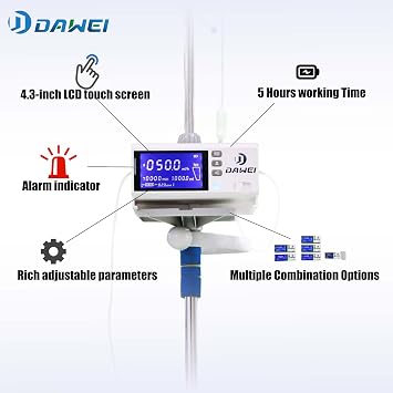 Veterinary IV Infusion Pump Portable Machine with 4.3inch Color Touch Screen,Volumetric High Infusion Accuracy for Pet Dog Cat Animals