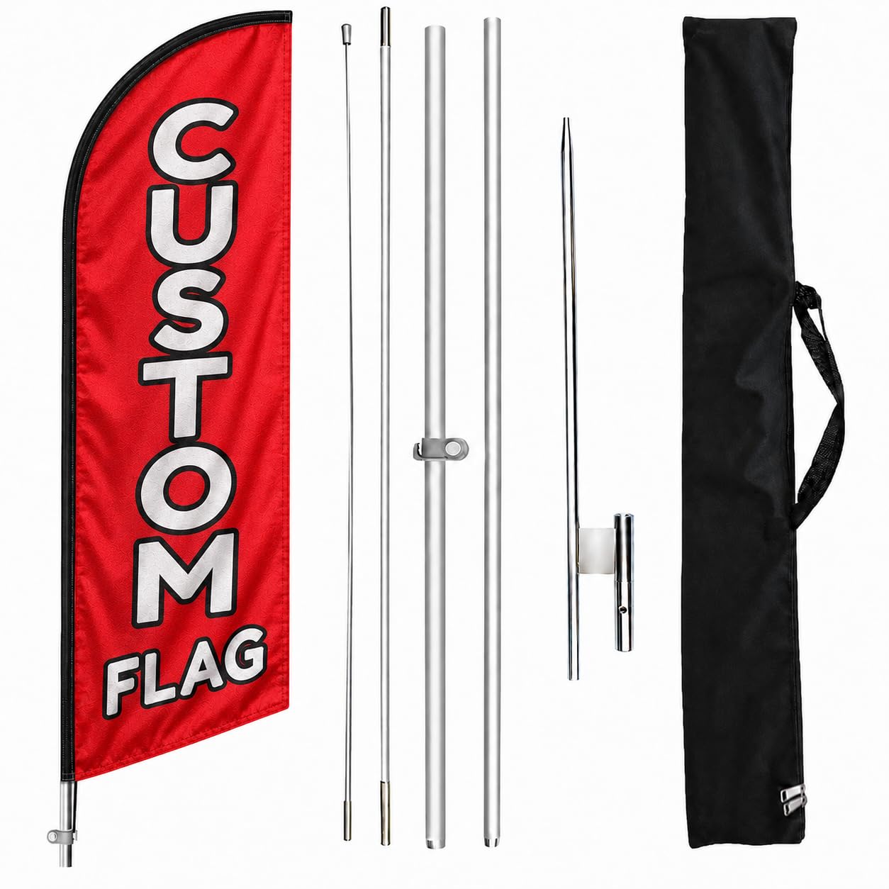 FSFLAG Custom Feather Flag Kit with Ground Spike, Personalised Logo Banner 11 FT for Business Events and Grass Display