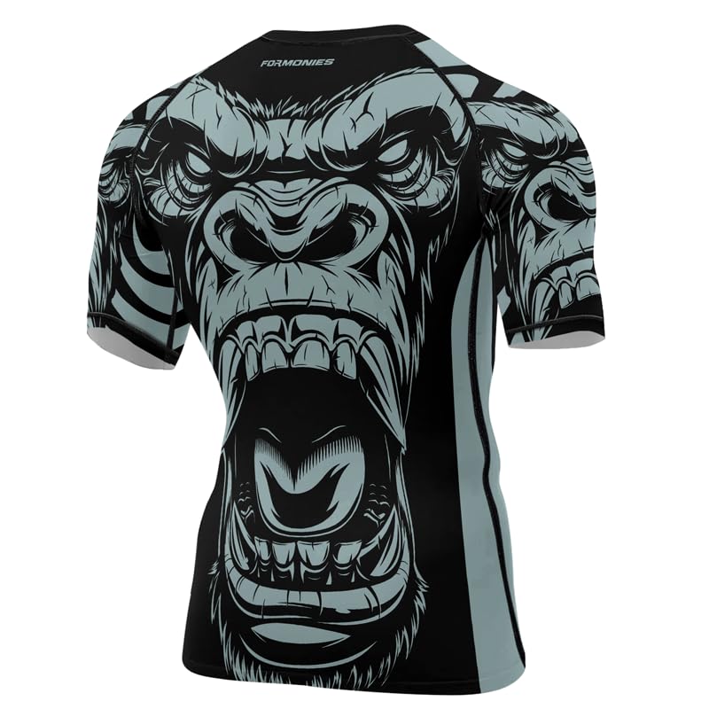 FORMONIES Gorilla Short Sleeves Men's Compression Rash Guard for BJJ MMA Grappling Jiu Jitsu Training3
