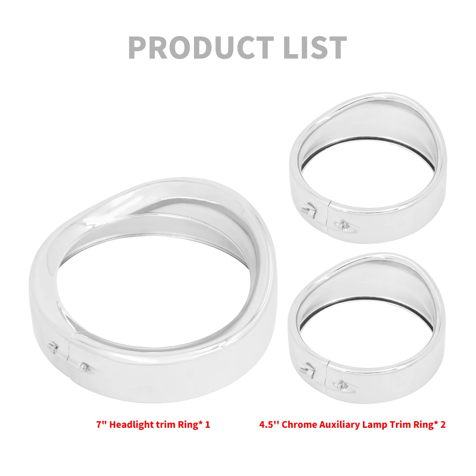 Motorrad 17,8 cm Scheinwerfer-Zierring 11,4 cm Nebelscheinwerfer-Zierring-Set Visier-Stil passend für Harley Touring Road King Street Glide Electra Glide Chrom