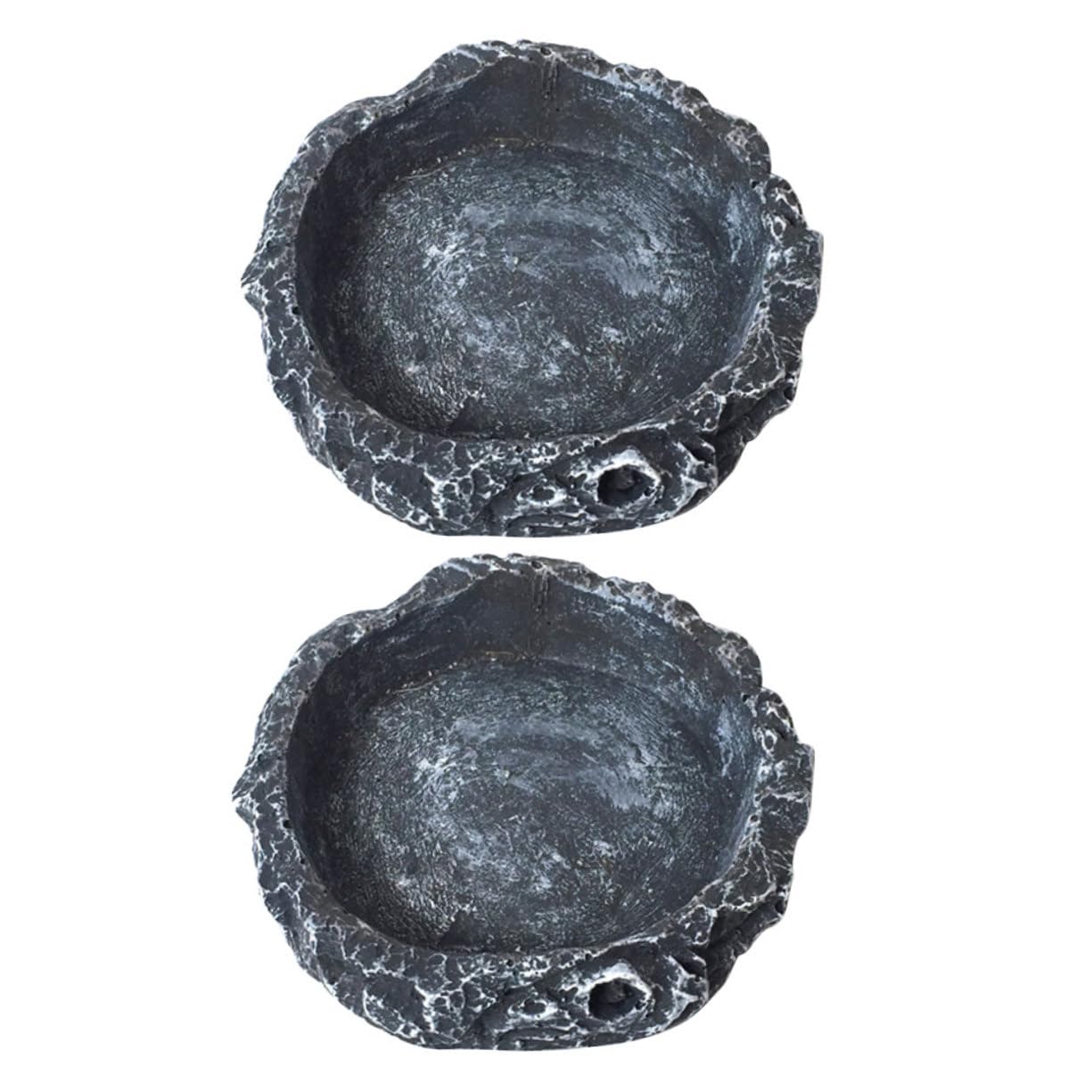 Abaodam 2pcs Reptile Water Bowl: Reptile Feeding Terrarium Bowls Small Corner Food Dish for Turtle Lizard Snake Frog Gecko Tortoise Spider Pet