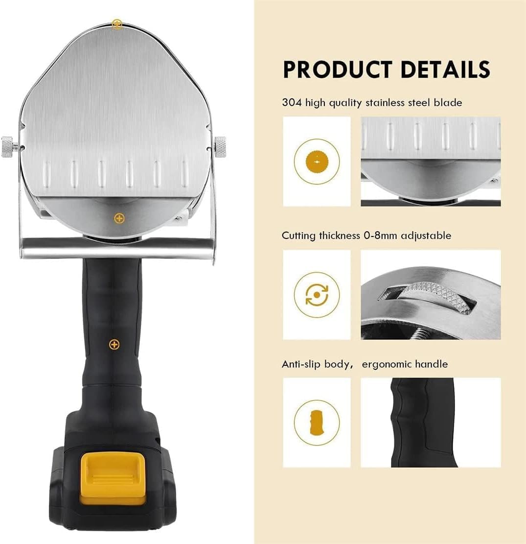 Professional Shawarma Knife, Cordless Electric Kebab Knife with 2 Blades, Stainless Steel Handheld Gyro Knife Meat Slicer, Adjustable Thickness 0-8mm - Ideal for Restaurant Barbecue