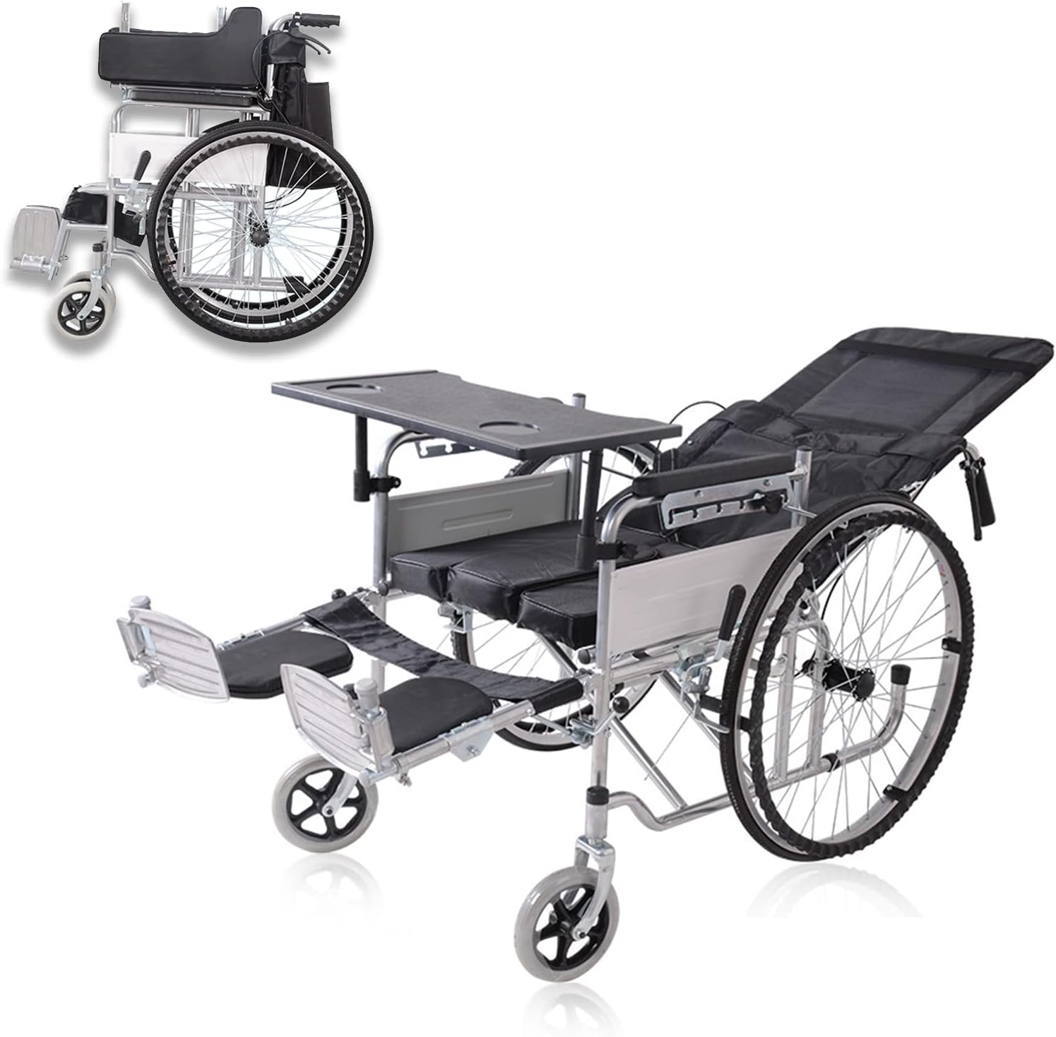 Portable Folding Wheelchair, Adjustable Back Transport
