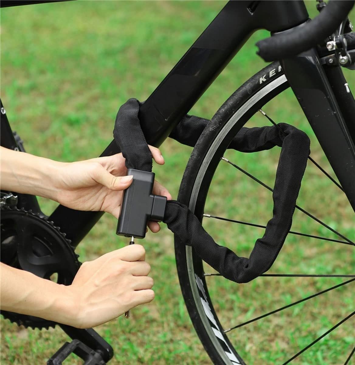Lucchetto antifurto con Cavo, Lucchetto per Bicicletta in Lega di Acciaio MTB, Accessori per Bici da Moto, Lucchetto a Catena per Bici elettrica, lucchetti per Ciclismo (Nero 100 cm)