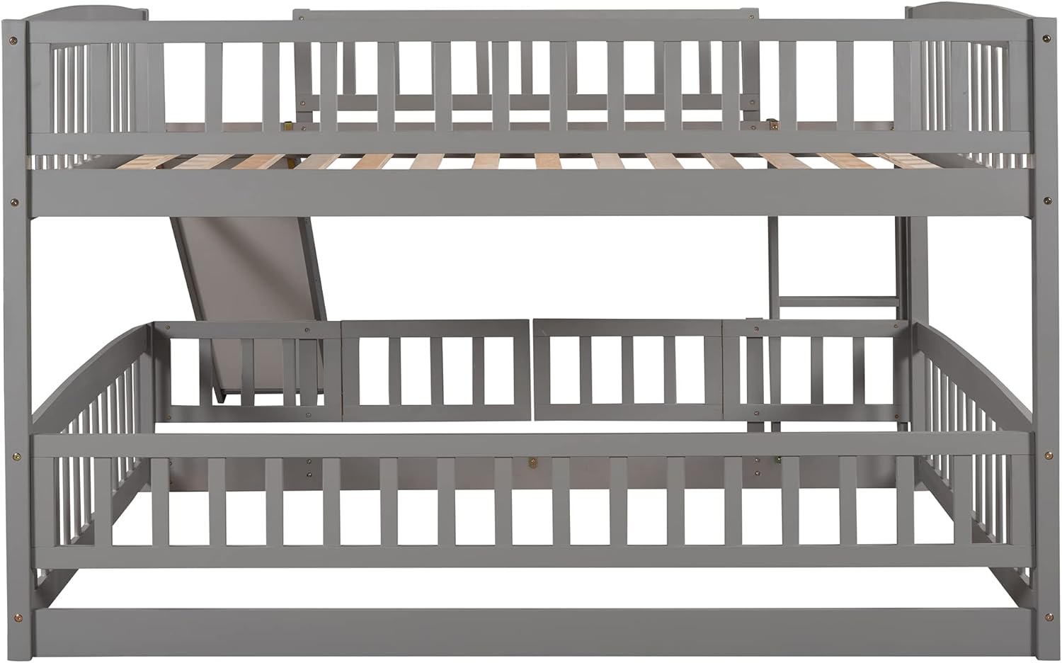 Buy SOFTSEA Full Over Full Bunk Beds for Kids, Low Profile Bunk Beds with Slide, Door, Fence and