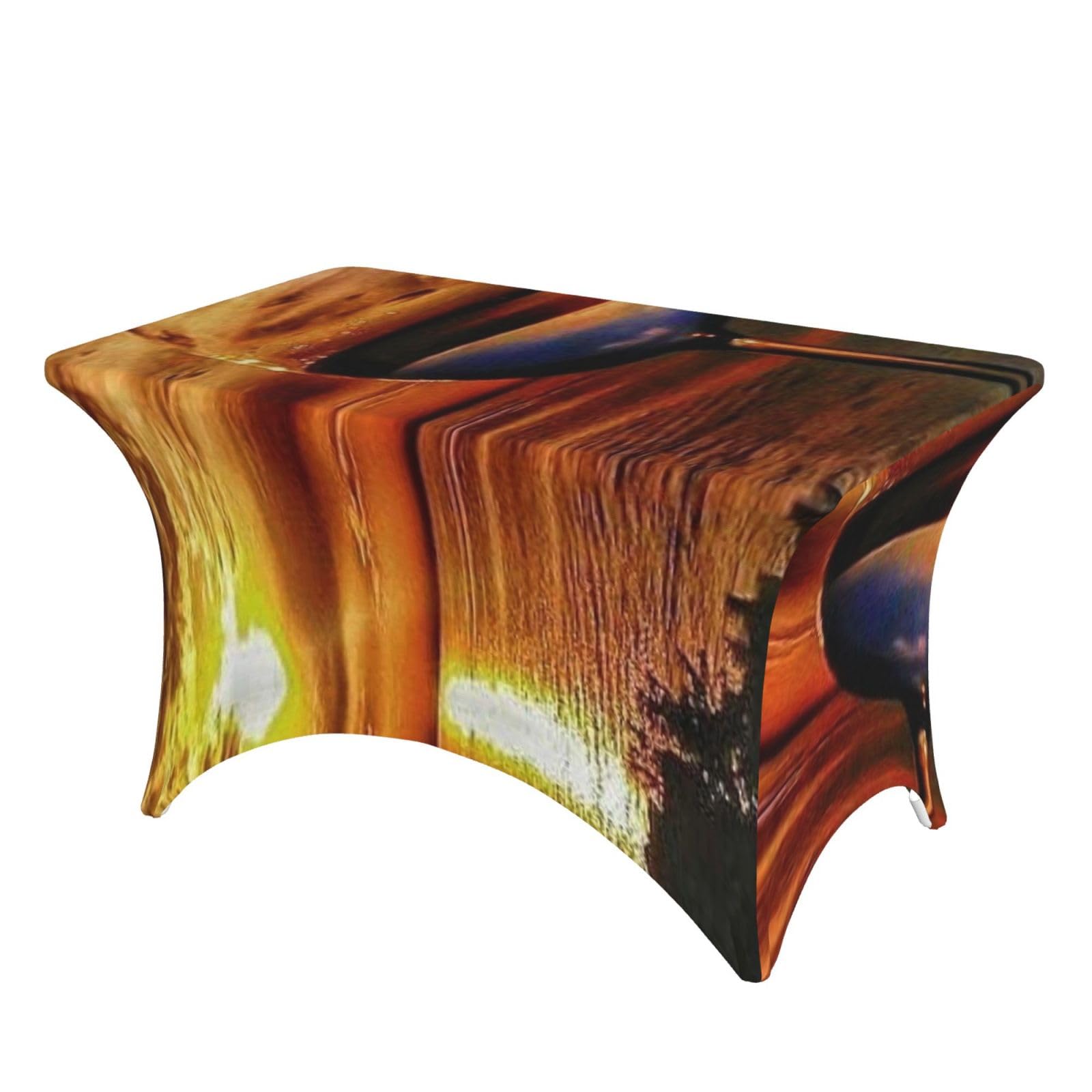 Dcehgew Sunset Wine Glass 4Ft Spandex Rectangular Table Cloth, Printed Fitted Elastic Tablecloths Washable Table Cover For Event, Wedding, Banquet & Party