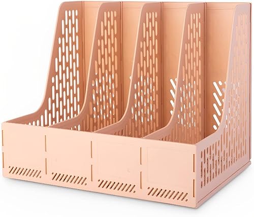 ZQS Soporte para archivos de revista, organizador de escritorio para organización y almacenamiento de oficina, organizador de carpetas de plástico