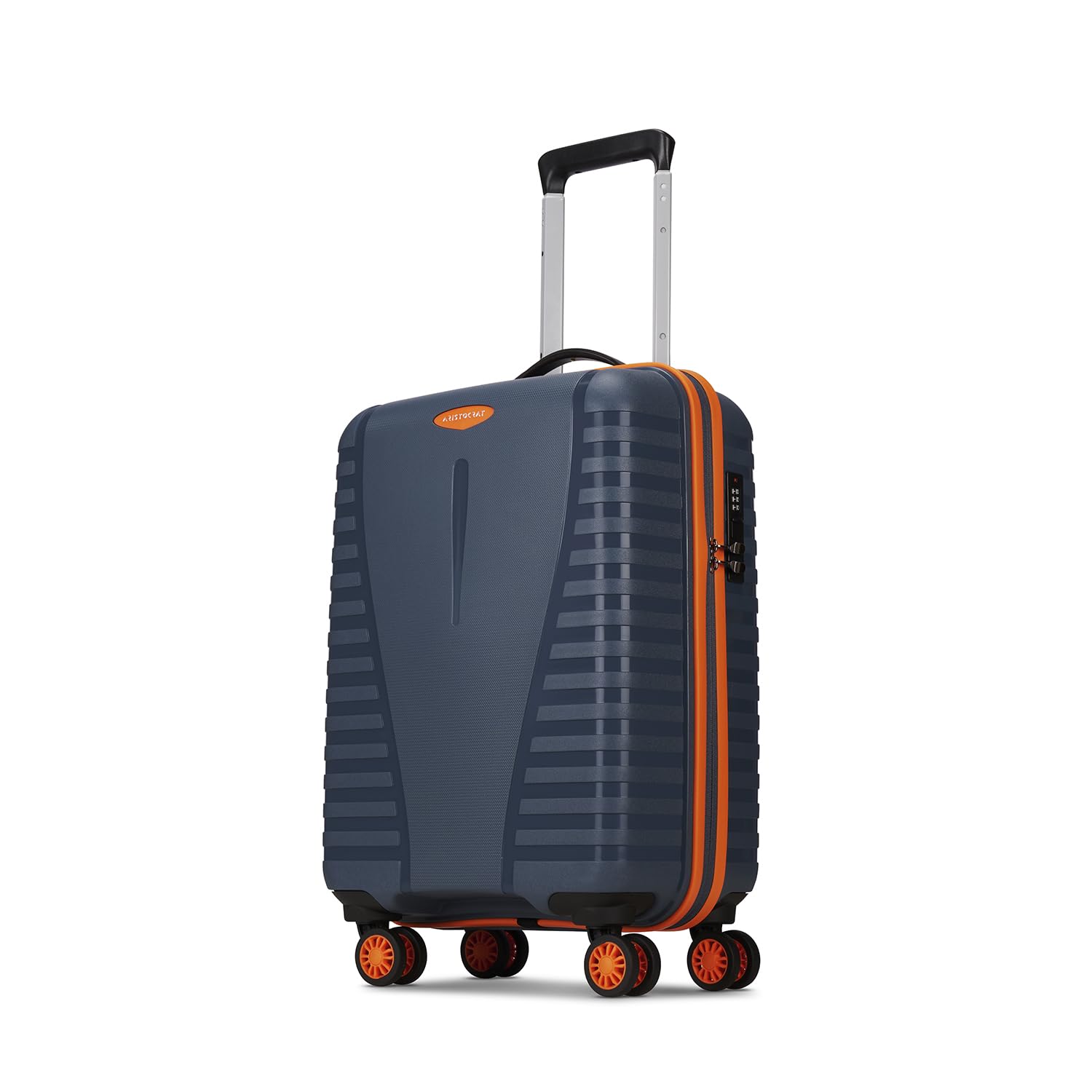 Aristocrat Airpro Max 8-Wheel Cabin, Hard Case Trolley Bag, Spanish Blue | Durable Polypropylene Case, Lightweight, Combination Lock, Sturdy Zipper, Compact Travel Luggage, 3-Year Global Warranty