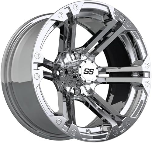 Miniatura 4 de GTW Combo de ruedas y neumáticos para carrito de golf de 14 pulgadas  Ruedas de espectro mecanizadasnegras en neumáticos Timberwolf todo terreno