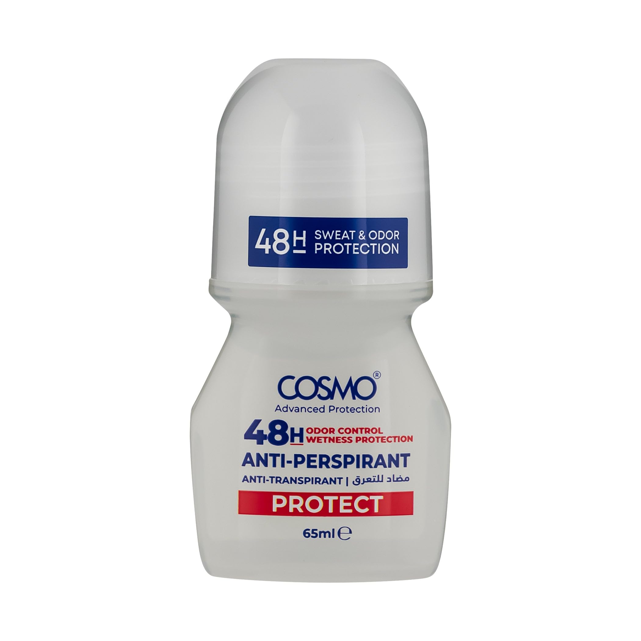 Cosmo Skin Care Protect Anti Perspirant Roll On 65ml, Anti Transpirant, 48 Hours, Odor Control, Sweat Protection, All Day Freshness, Wetness Protections, Deodorant, Under Arm Rollon, Men & Women
