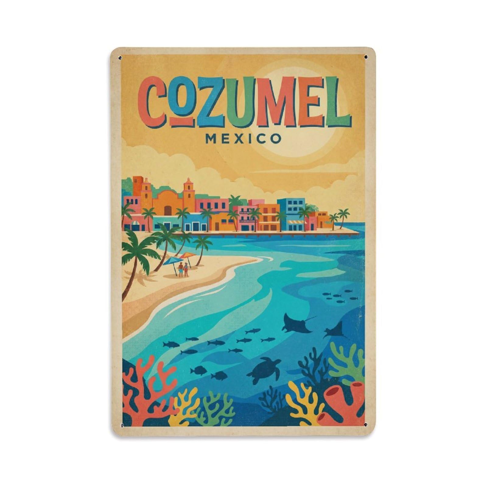 Mexico Cozumel Vintage Travel Metal Tin Sign
