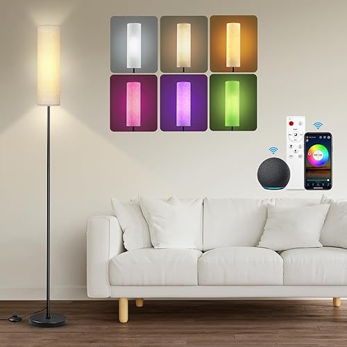 Miniatura 1 de Lámparas de pie para sala de estar, lámpara LED inteligente moderna de pie compatible con Alexa y Google Home, lámpara de esquina con pantalla de