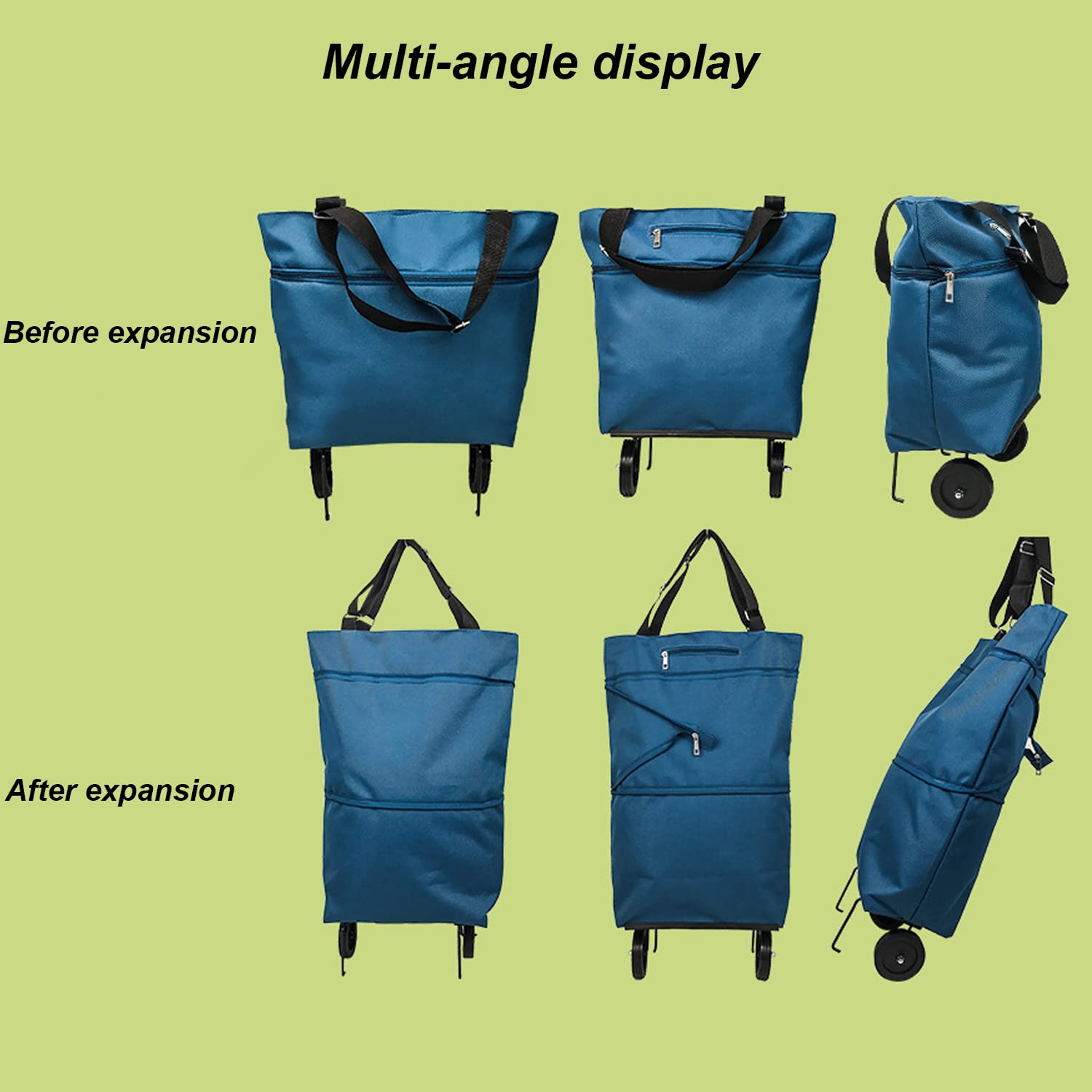 Bolsas de Compras Plegables con Ruedas Bolsas de Compras Plegables carritos de Compras Reutilizables Bolsas de Compras sobre Ruedas Blue